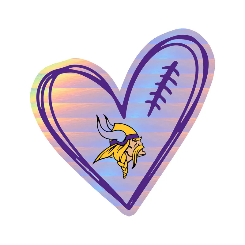 Minnesota Vikings - Football Heart - Holographic Vinyl Sticker - Custom Size