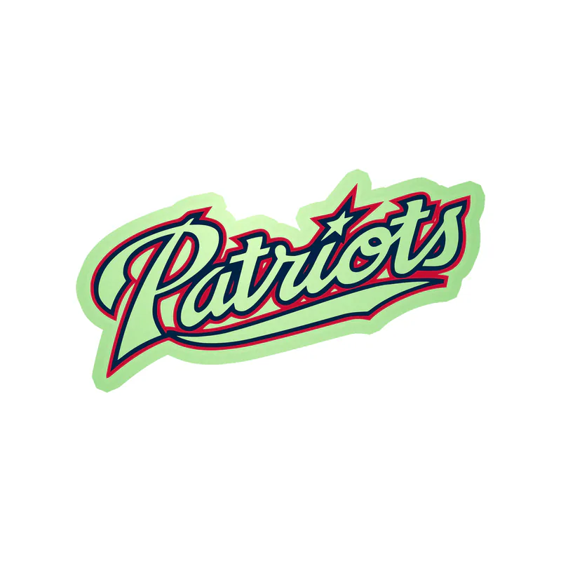 New England Patriots - Red White and Blue Lettering - Glow in the Dark Vinyl Sticker - Custom Size