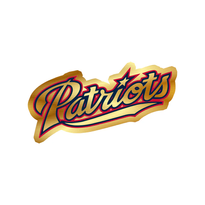New England Patriots - Red White and Blue Lettering - Gold Chrome Vinyl Sticker - Custom Size