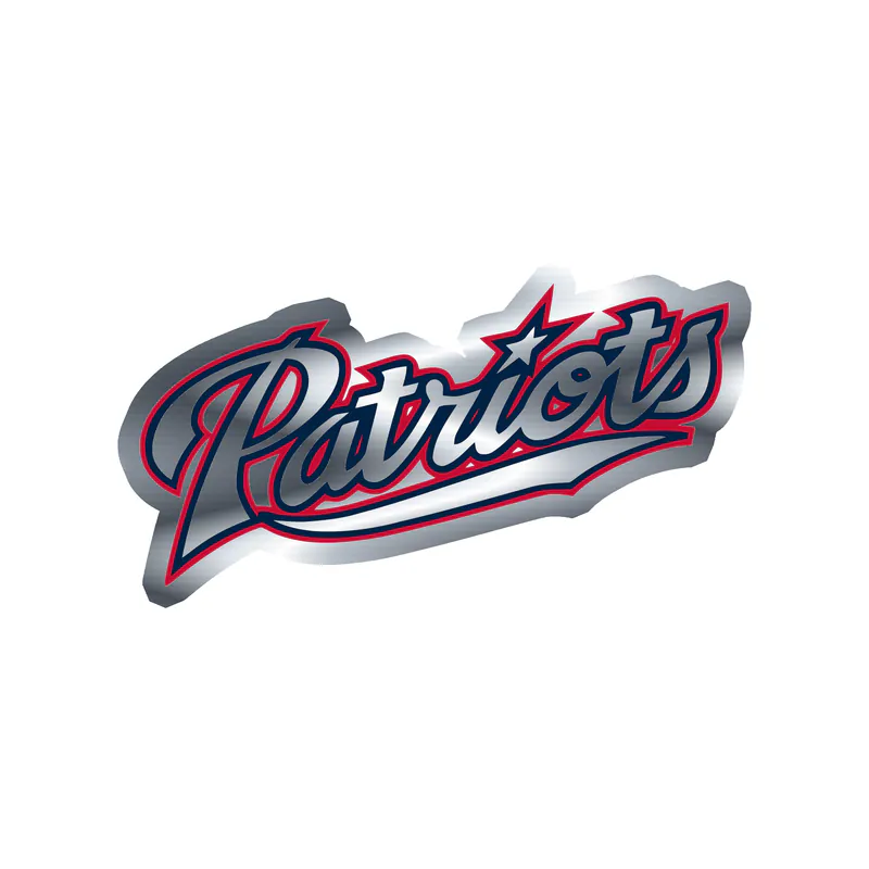 New England Patriots - Red White and Blue Lettering - Silver Chrome Vinyl Sticker - Custom Size