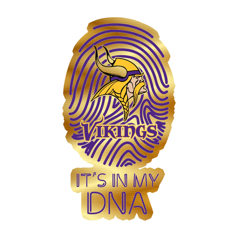Minnesota Vikings - It's In My DNA Fingerprint - Gold Chrome Vinyl Sticker - Custom Size