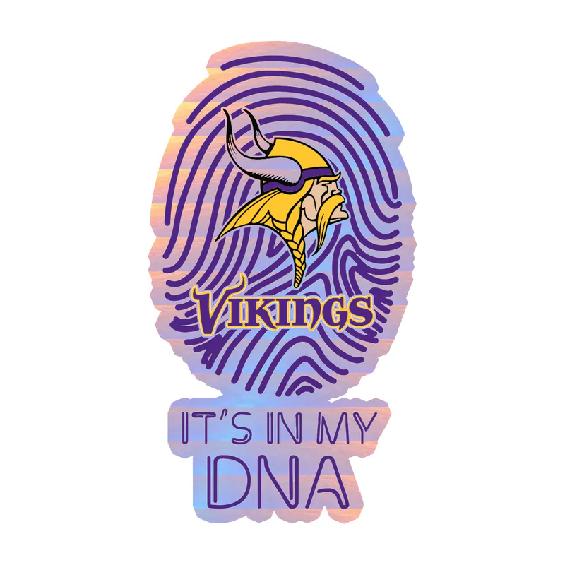 Minnesota Vikings - It's In My DNA Fingerprint - Holographic Vinyl Sticker - Custom Size