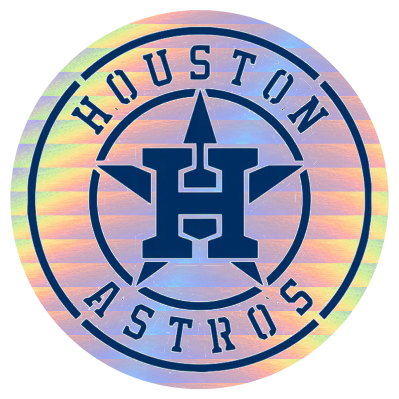 Houston Astros - Blue and white Circle With Name - Holographic Vinyl Sticker - Custom Size