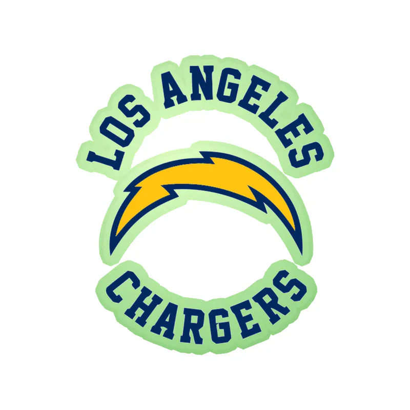 Los Angeles Chargers - Name with Logo - Glow in the Dark Vinyl Sticker - Custom Size