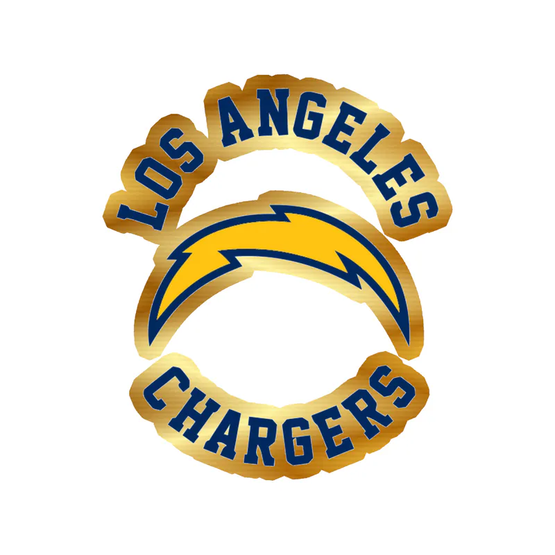Los Angeles Chargers - Name with Logo - Gold Chrome Vinyl Sticker - Custom Size