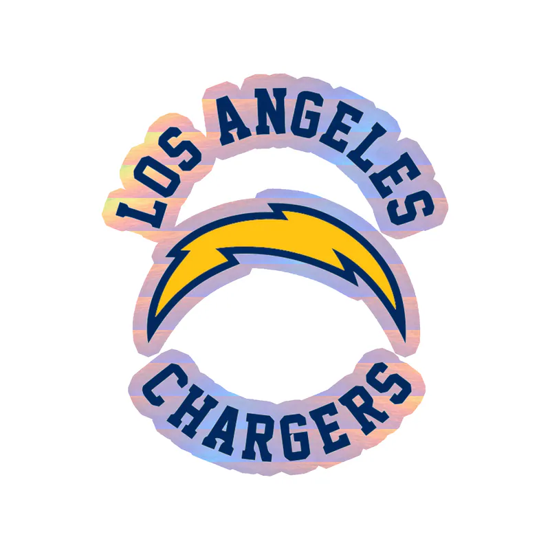 Los Angeles Chargers - Name with Logo - Holographic Vinyl Sticker - Custom Size