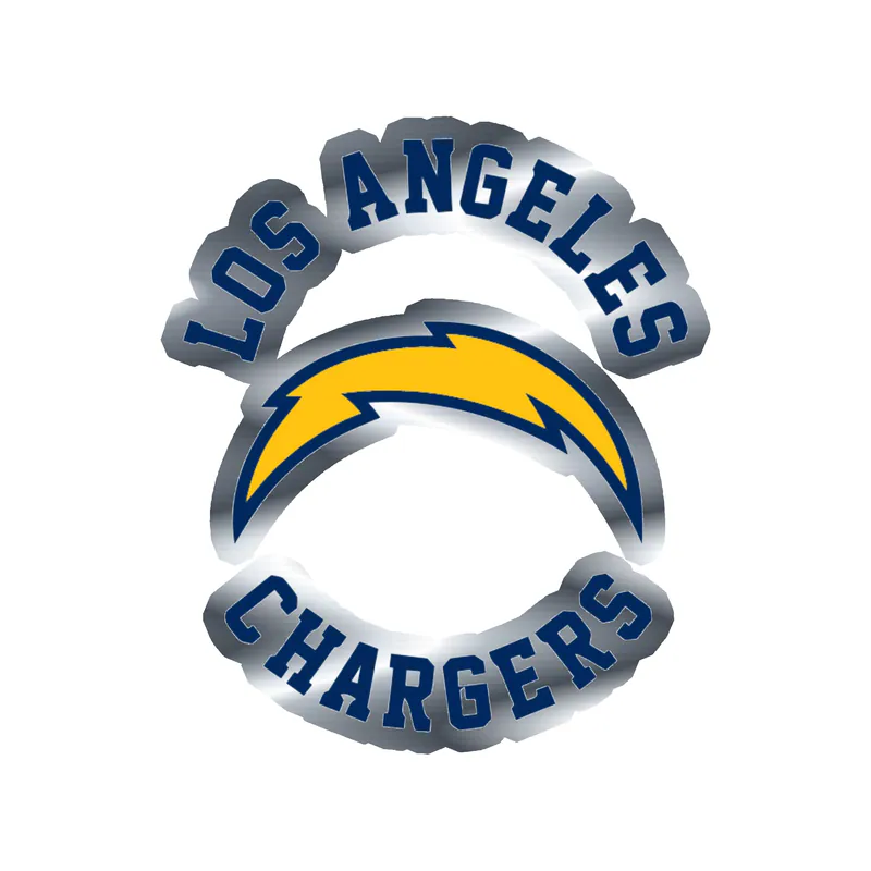 Los Angeles Chargers - Name with Logo - Silver Chrome Vinyl Sticker - Custom Size