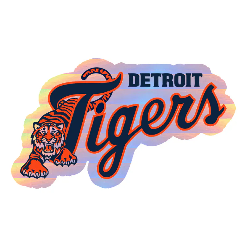 Detroit Tigers - Tiger With Name - Holographic Vinyl Sticker - Custom Size