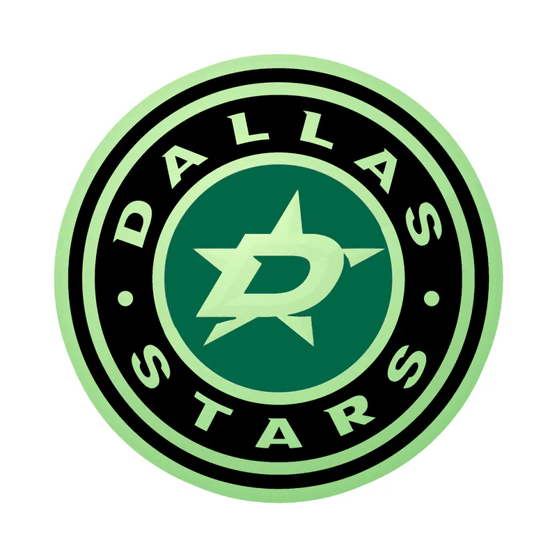 Dallas Stars  - Black And White Circle- Glow in the Dark Vinyl Sticker - Custom Size