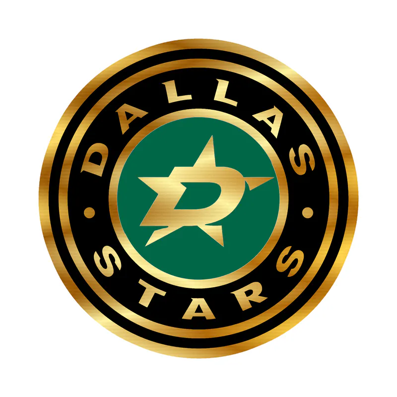 Dallas Stars  - Black And White Circle- Gold Chrome Vinyl Sticker - Custom Size