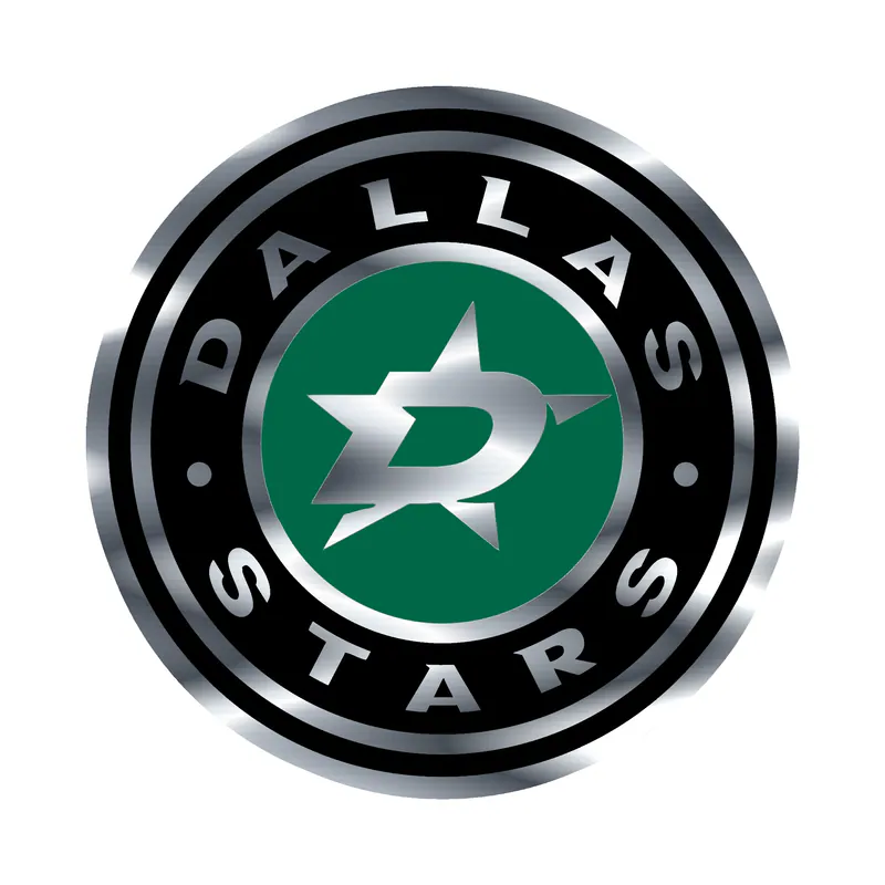 Dallas Stars  - Black And White Circle- Silver Chrome Vinyl Sticker - Custom Size