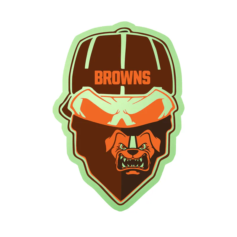 Cleveland Browns - Skull - Image 1 - Glow in the Dark Vinyl Sticker - Custom Size