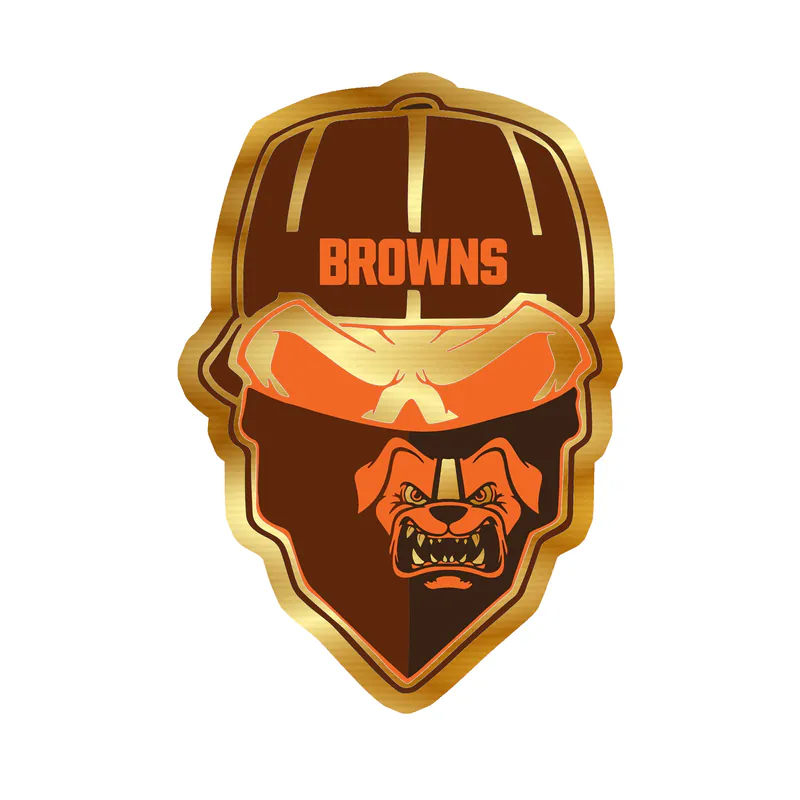 Cleveland Browns - Skull - Image 1 - Gold Chrome Vinyl Sticker - Custom Size