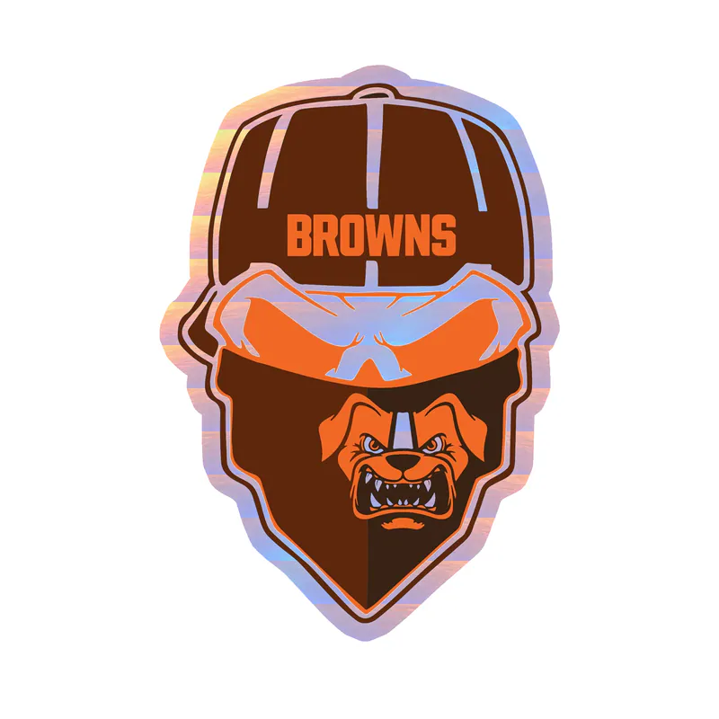 Cleveland Browns - Skull - Image 1 - Holographic Vinyl Sticker - Custom Size