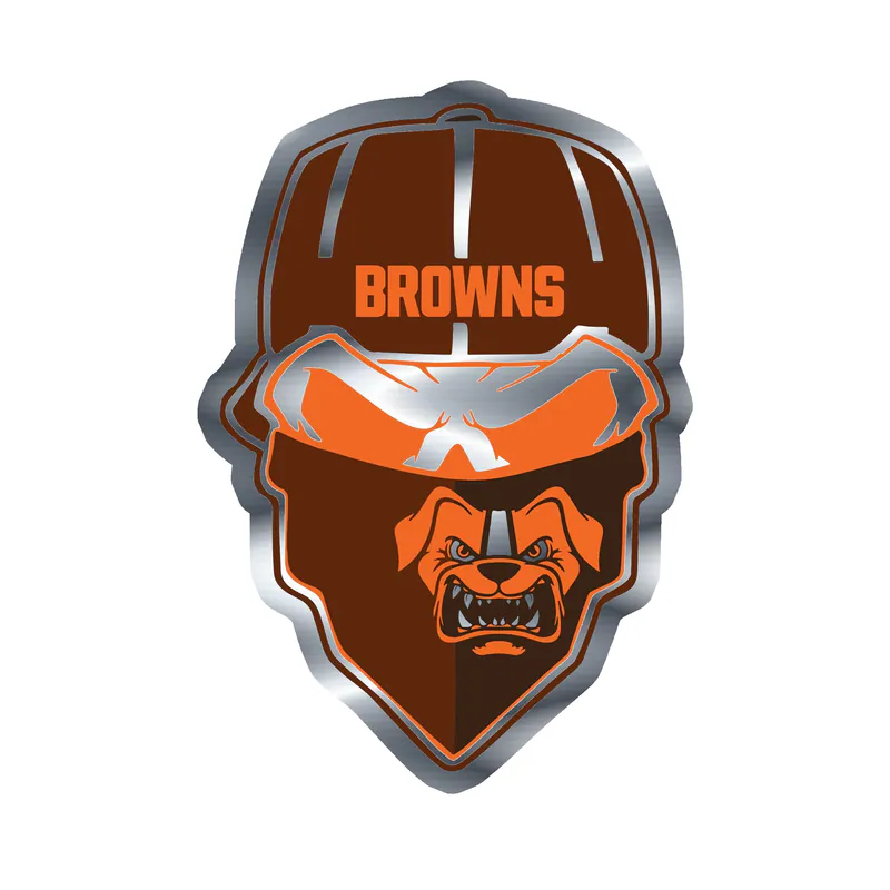 Cleveland Browns - Skull - Image 1 - Silver Chrome Vinyl Sticker - Custom Size