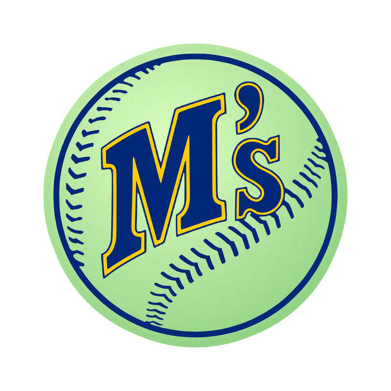 Seattle Mariners - Baseball With M - Glow in the Dark Vinyl Sticker - Custom Size