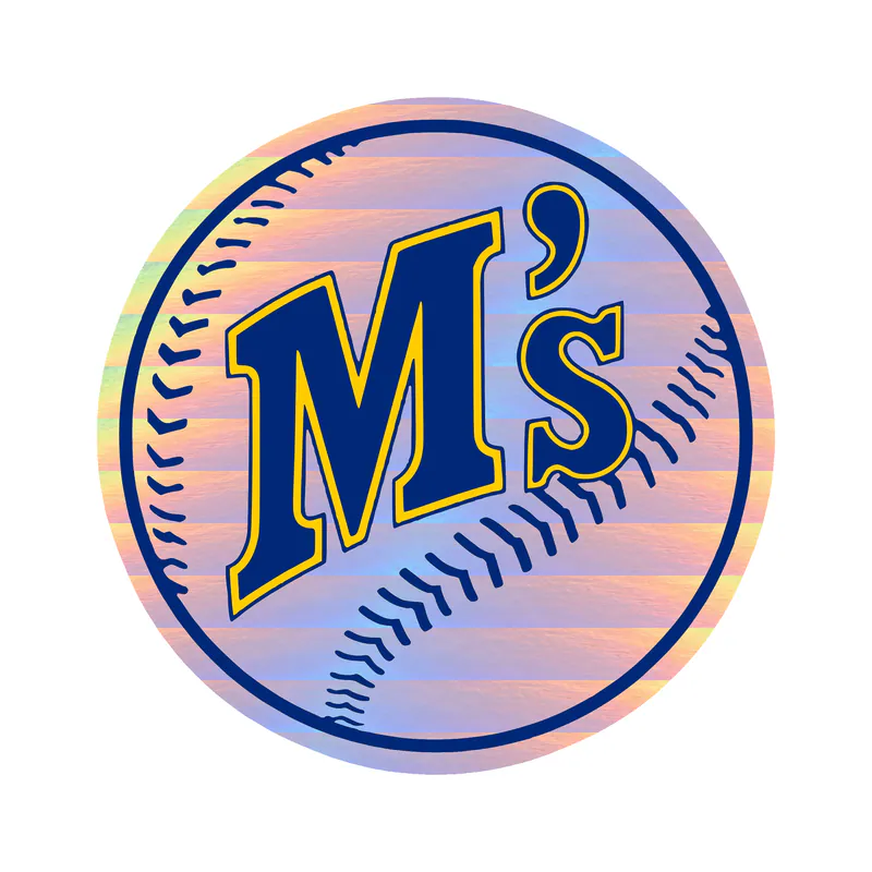 Seattle Mariners - Baseball With M - Holographic Vinyl Sticker - Custom Size