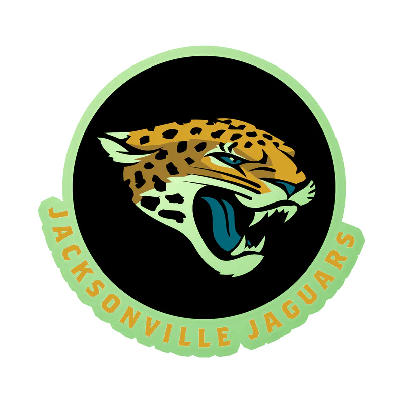 Jacksonville Jaguars - Black Circle With Jaguar And Name - Glow in the Dark Vinyl Sticker - Custom Size