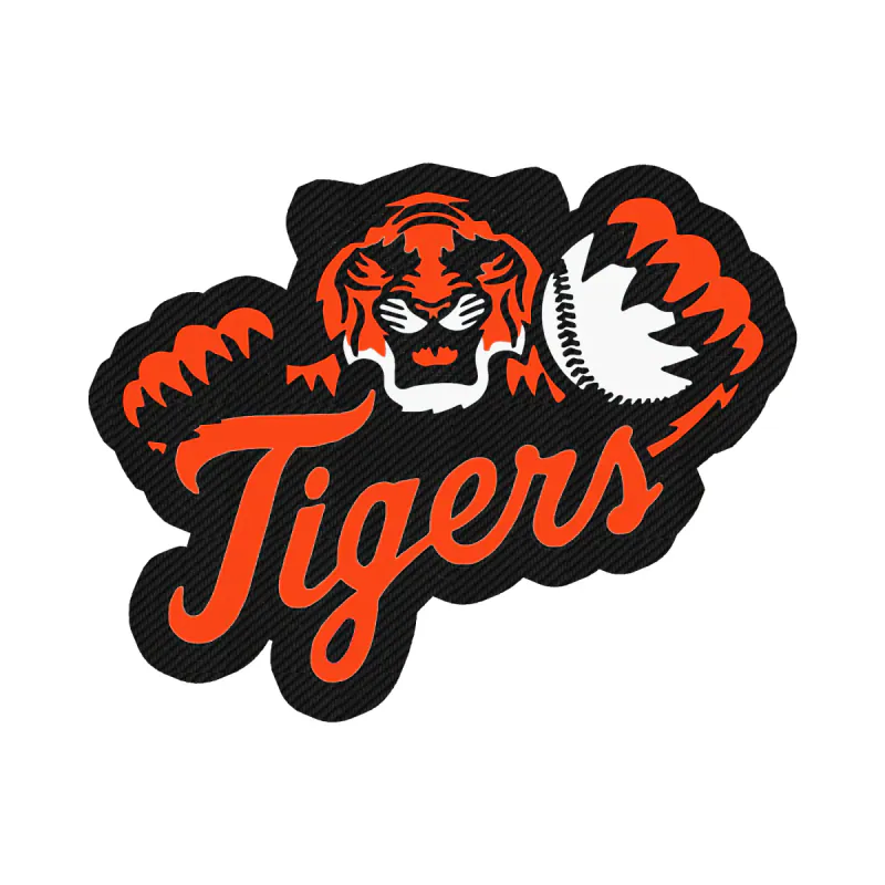 Detroit Tigers - Tiger With Baseball - Carbon Fiber Vinyl Sticker - Custom Size