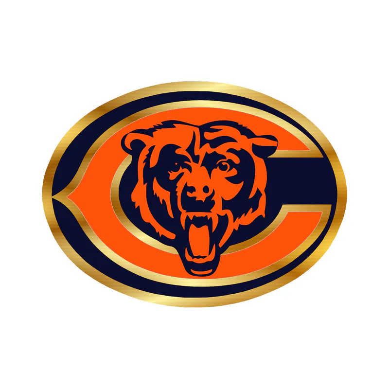 Chicago Bears - C with Head - Gold Chrome Vinyl Sticker - Custom Size