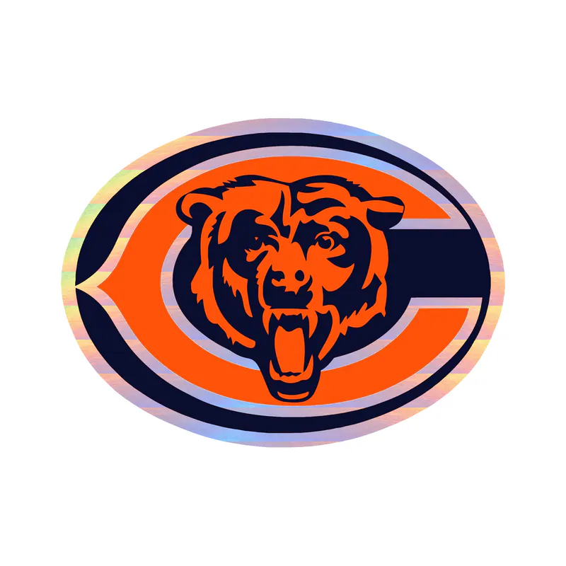 Chicago Bears - C with Head - Holographic Vinyl Sticker - Custom Size