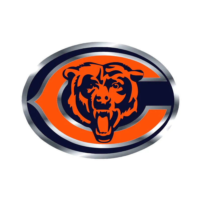 Chicago Bears - C with Head - Silver Chrome Vinyl Sticker - Custom Size