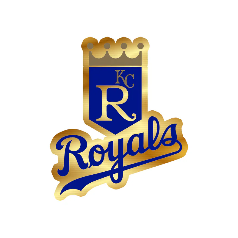Kansas City Royals - Shield With Royals And Small KC - Gold Chrome Vinyl Sticker - Custom Size