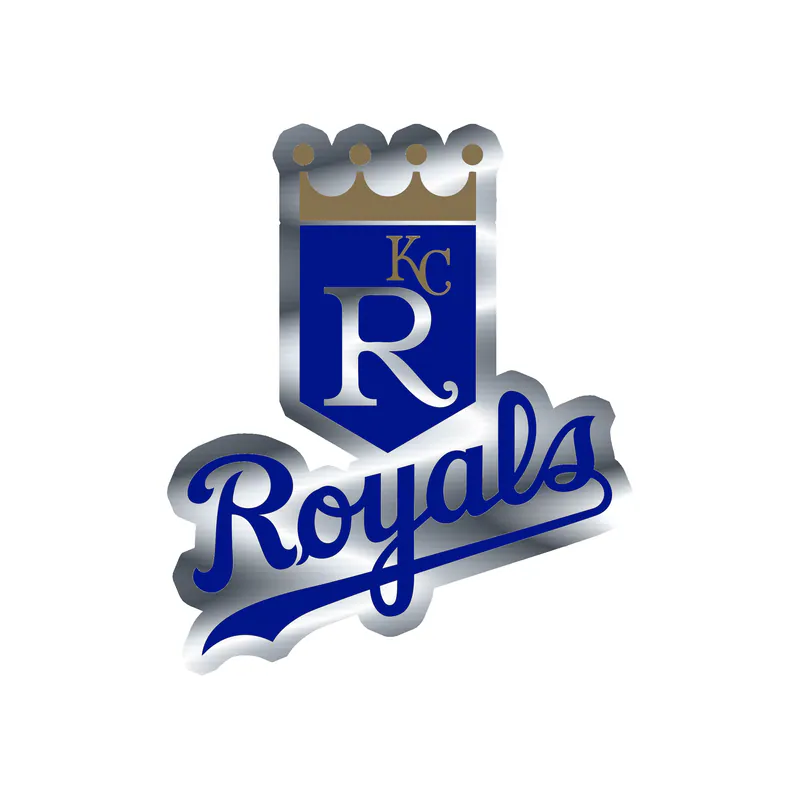 Kansas City Royals - Shield With Royals And Small KC - Silver Chrome Vinyl Sticker - Custom Size