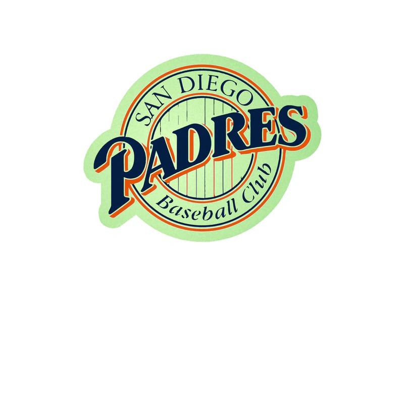 San Diego Padres - Circle With Stripes and Padres - Glow in the Dark Vinyl Sticker - Custom Size
