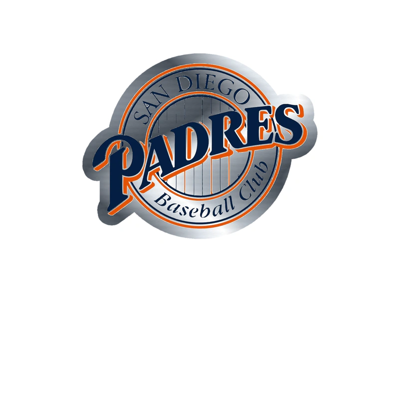 San Diego Padres - Circle With Stripes and Padres - Silver Chrome Vinyl Sticker - Custom Size