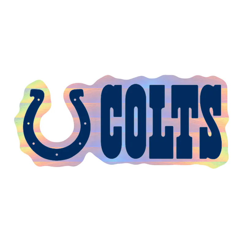 Indianapolis Colts - Horseshoe With Colts - Holographic Vinyl Sticker - Custom Size