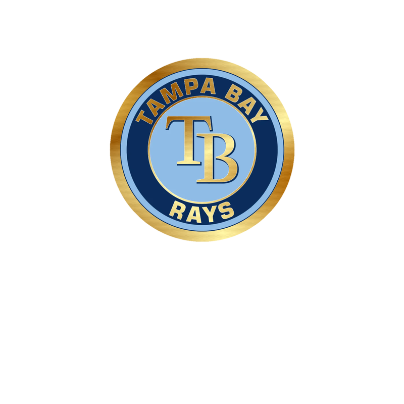 Tampa Bay Rays - Circle With Name - Gold Chrome Vinyl Sticker - Custom Size