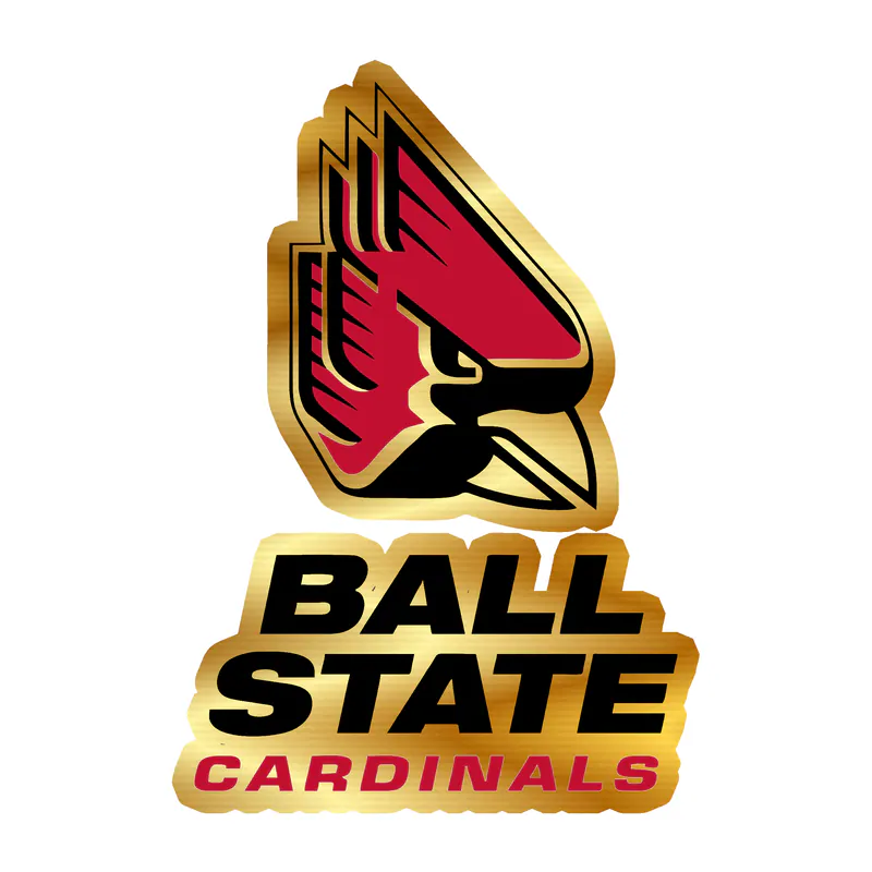 Ball State Cardinals - Head With Name - Gold Chrome Vinyl Decal - Custom Size