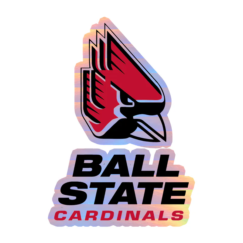 Ball State Cardinals - Head With Name - Holographic Vinyl Decal - Custom Size