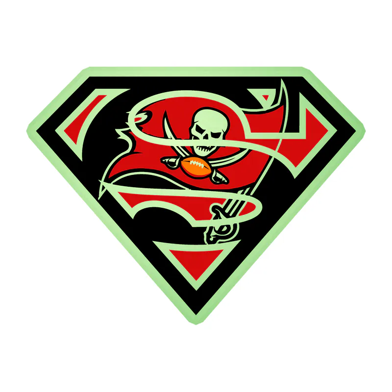 Tampa Bay Buccaneers - Superman - Glow in the Dark Vinyl Sticker - Custom Size