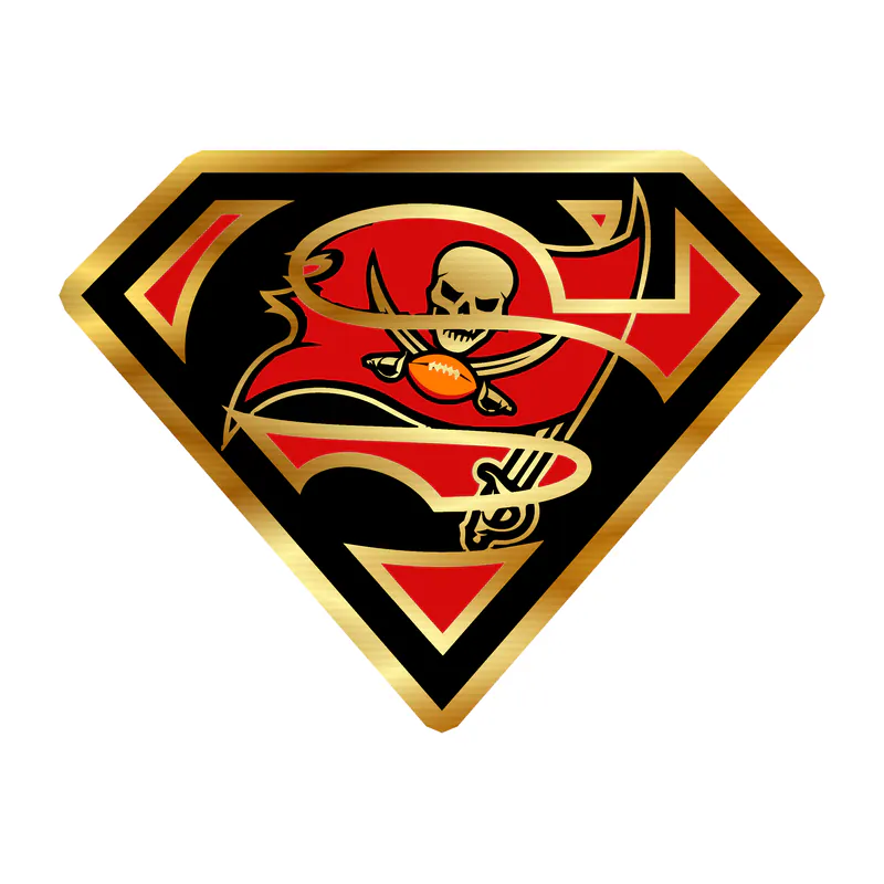 Tampa Bay Buccaneers - Superman - Gold Chrome Vinyl Sticker - Custom Size