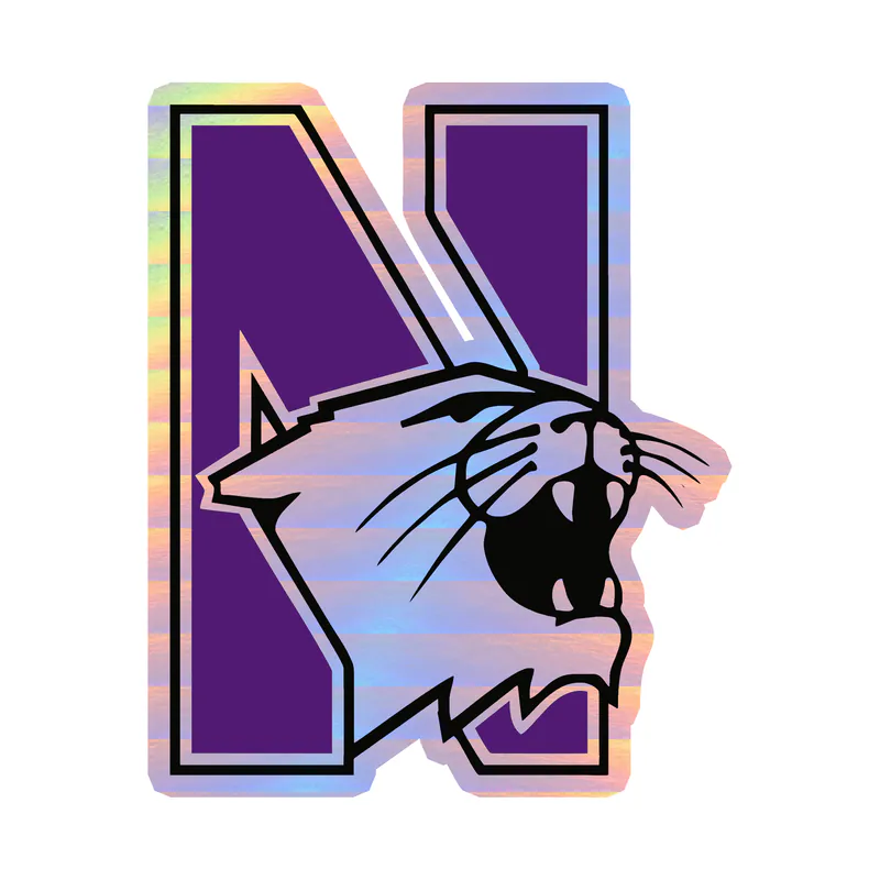 Northwestern Wildcats - N With Wildcat -  Holographic Vinyl Decal - Custom Size