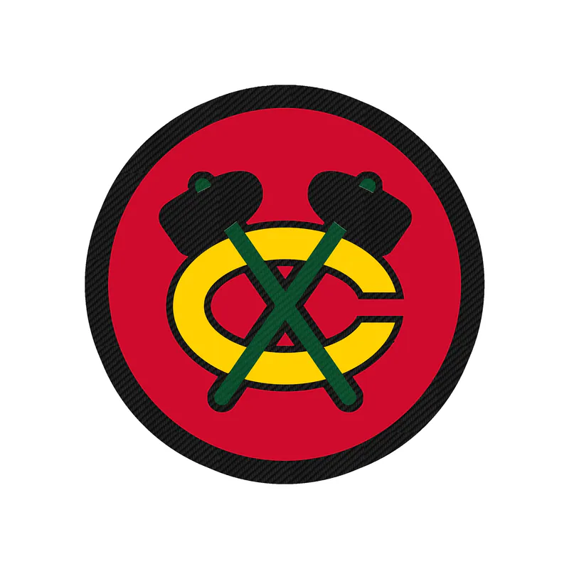 Chicago Blackhawks - Red Circle With Yellow C - Carbon Fiber Vinyl Sticker - Custom Size