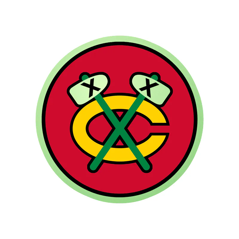 Chicago Blackhawks - Red Circle With Yellow C - Glow in the Dark Vinyl Sticker - Custom Size