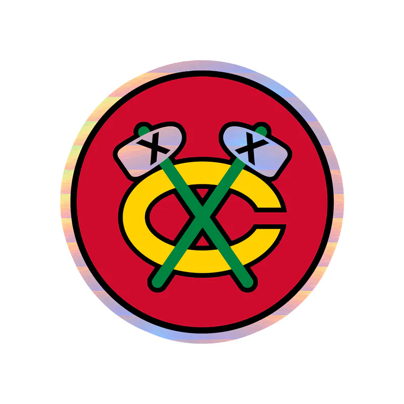 Chicago Blackhawks - Red Circle With Yellow C - Holographic Vinyl Sticker - Custom Size
