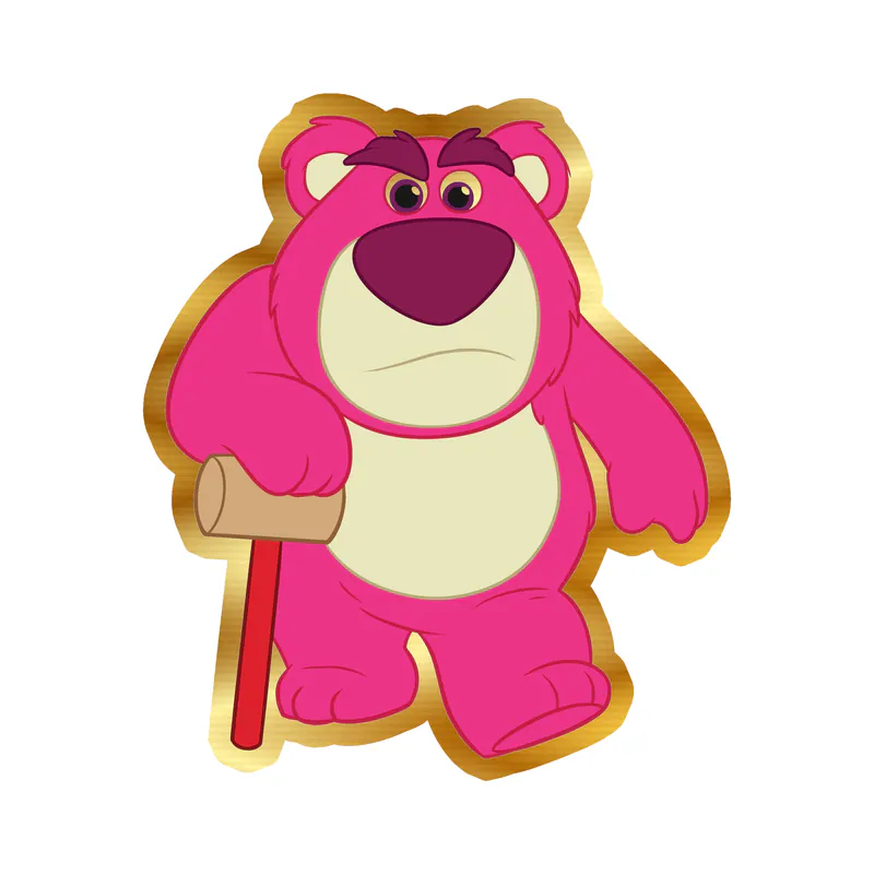 Toy Story Lots-O'-Huggin' Bear Gold Chrome Vinyl Sticker - Custom Size
