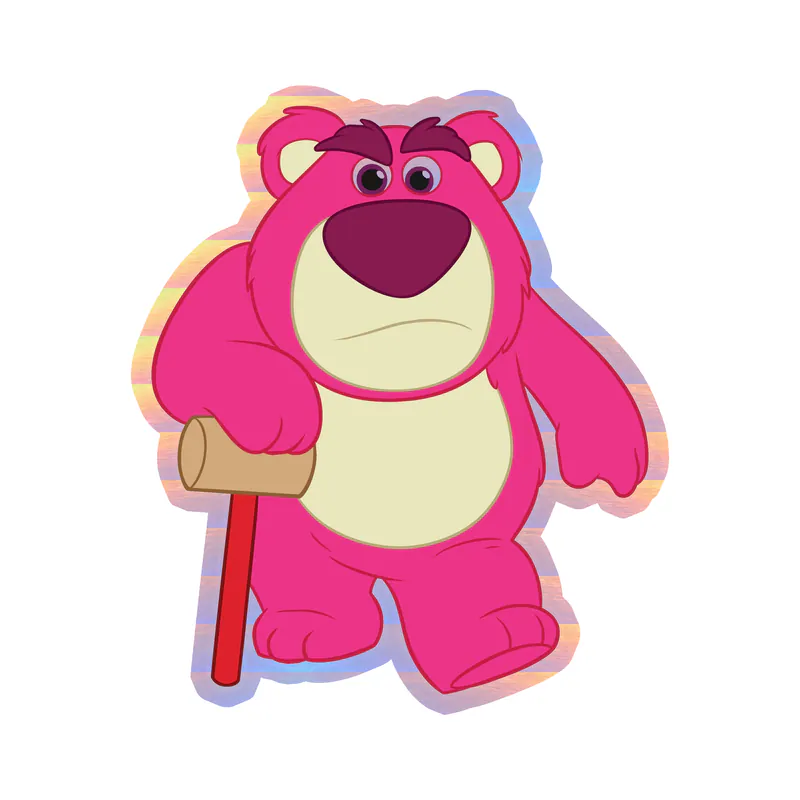 Toy Story Lots-O'-Huggin' Bear Holographic Vinyl Sticker - Custom Size