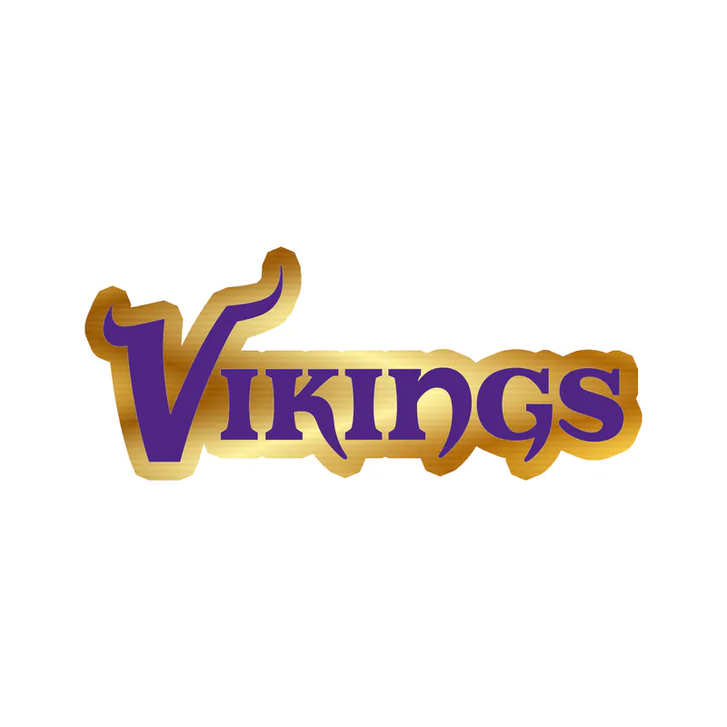 Minnesota Vikings - Purple Lettering - Gold Chrome Vinyl Sticker - Custom Size