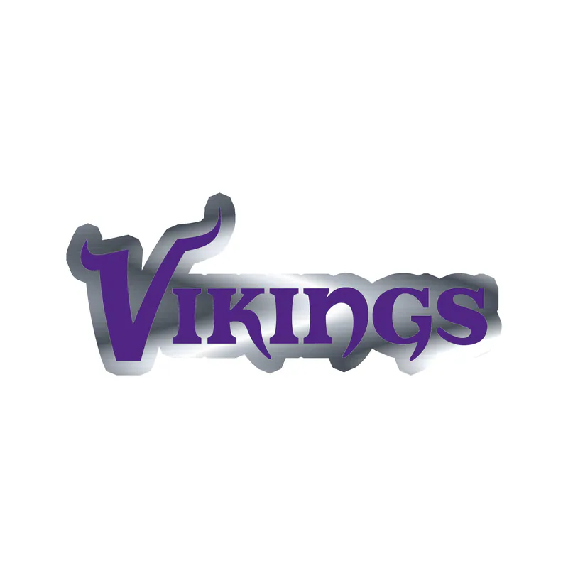 Minnesota Vikings - Purple Lettering - Silver Chrome Vinyl Sticker - Custom Size
