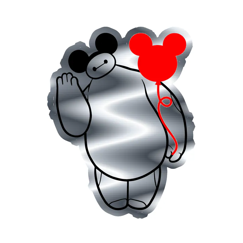 Baymax Silver Chrome Vinyl Sticker - Custom Size