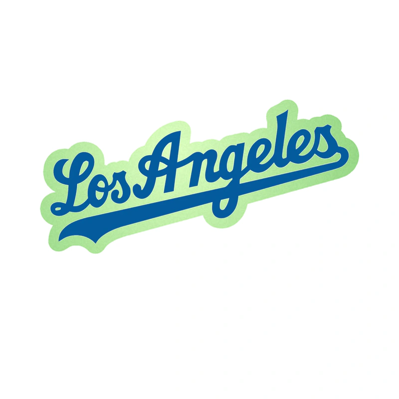 Los Angeles Dodgers - Cursive Los Angeles - Glow in the Dark Vinyl Sticker - Custom Size