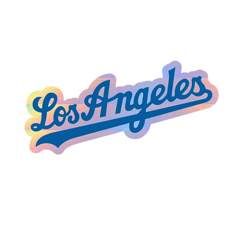 Los Angeles Dodgers - Cursive Los Angeles - Holographic Vinyl Sticker - Custom Size