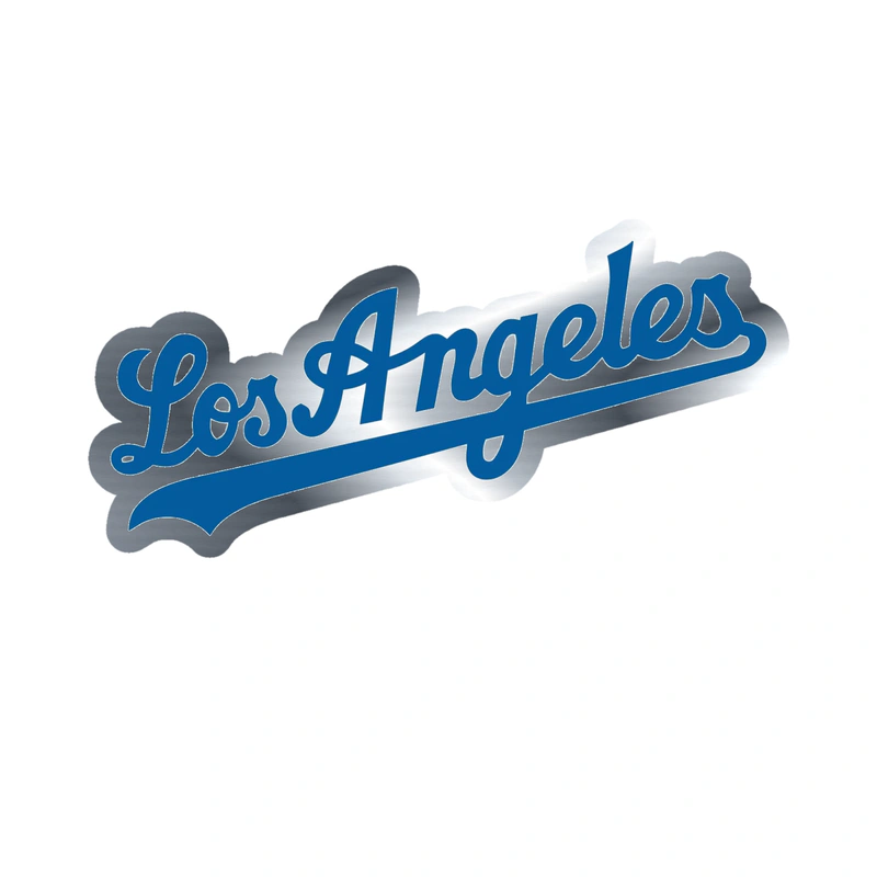 Los Angeles Dodgers - Cursive Los Angeles - Silver Chrome Vinyl Sticker - Custom Size