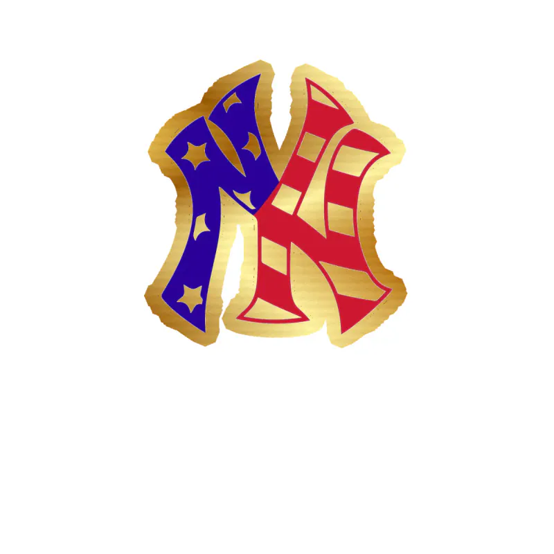 New York Yankees - American Flag NY - Gold Chrome Vinyl Sticker - Custom Size