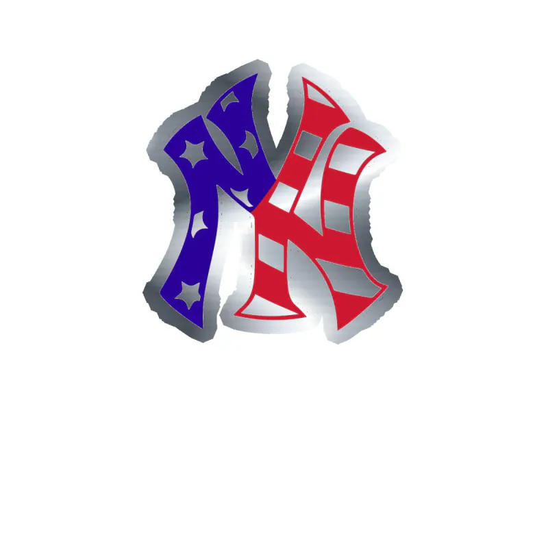 New York Yankees - American Flag NY - Silver Chrome Vinyl Sticker - Custom Size